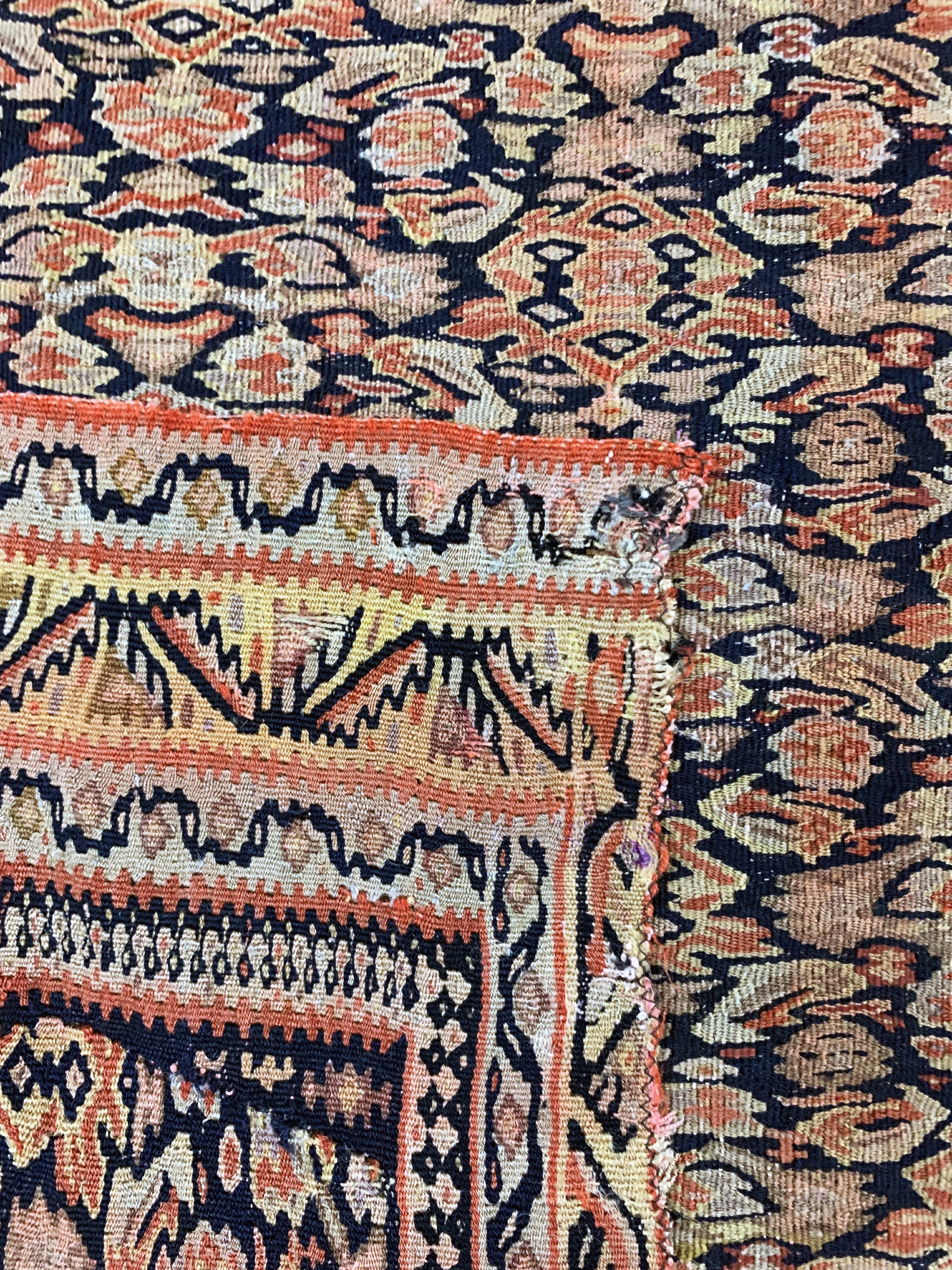 Detail e: Senneh Kelim antik, Persien, um 1900, Wolleauf Baumwolle, ca. 190 x 125 cm, EHZ: 2-3 (kleine Restaurierungen)