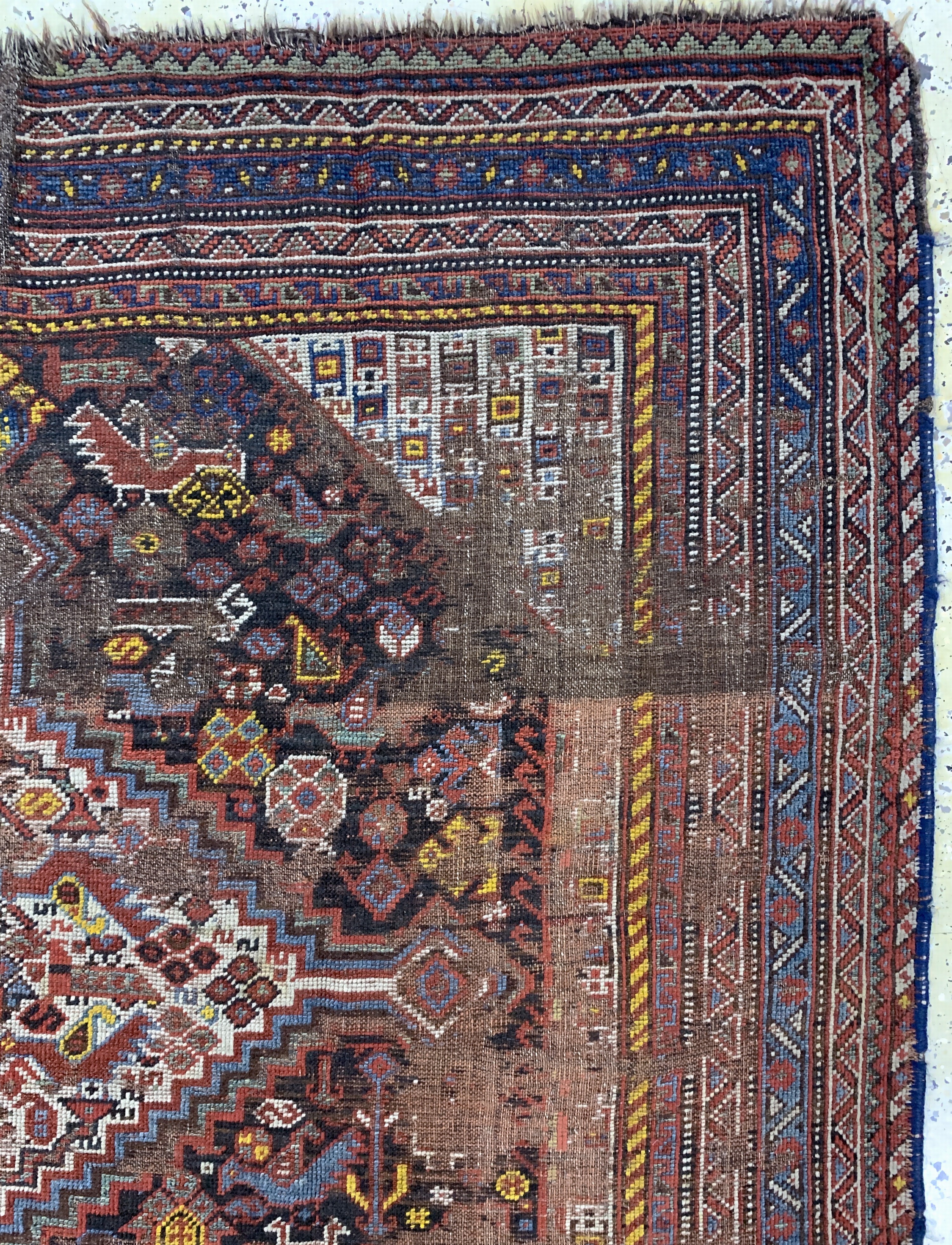 Detail f: Khamseh antik, Persien, um 1900, Wolle auf Wolle, ca. 242 x 170 cm, EHZ: 4