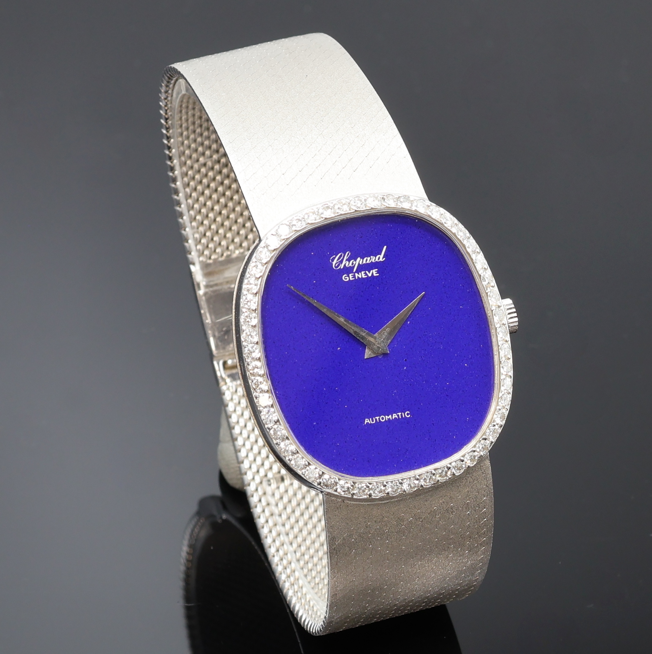 Detail b: CHOPARD ausgefallene Armbanduhr in WG 750/000 mit Diamanten, Lapislazuli-Zifferblatt Referenz 2080 1 und dazu passende neutrale Manschetten- und ...