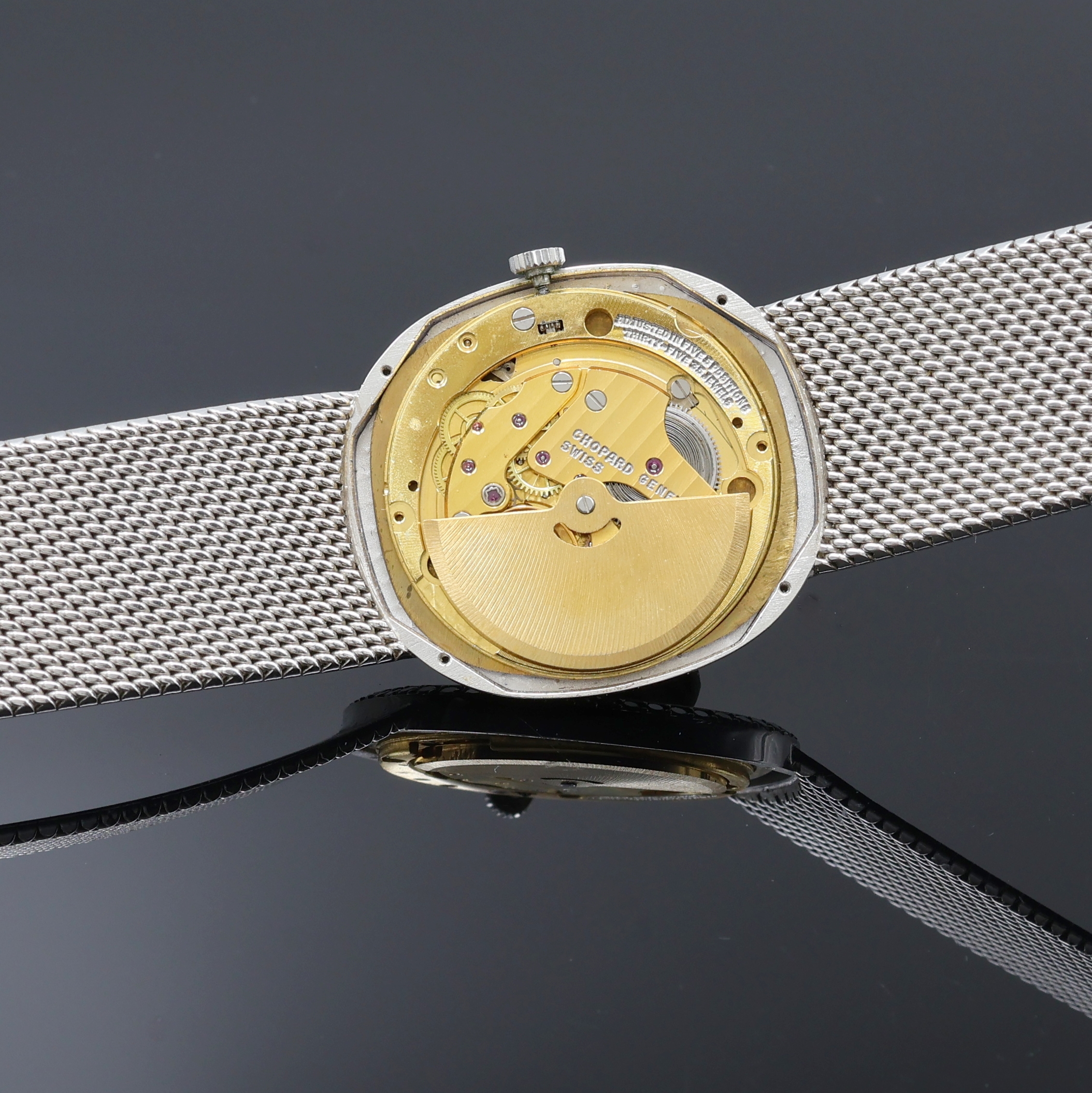 Detail g: CHOPARD ausgefallene Armbanduhr in WG 750/000 mit Diamanten, Lapislazuli-Zifferblatt Referenz 2080 1 und dazu passende neutrale Manschetten- und ...