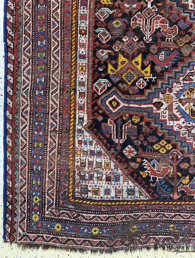 27084865b - Khamseh antik, Persien, um 1900, Wolle auf Wolle, ca. 242 x 170 cm, EHZ: 4 ...