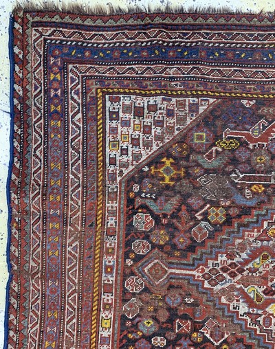 27084865e - Khamseh antik, Persien, um 1900, Wolle auf Wolle, ca. 242 x 170 cm, EHZ: 4 ...
