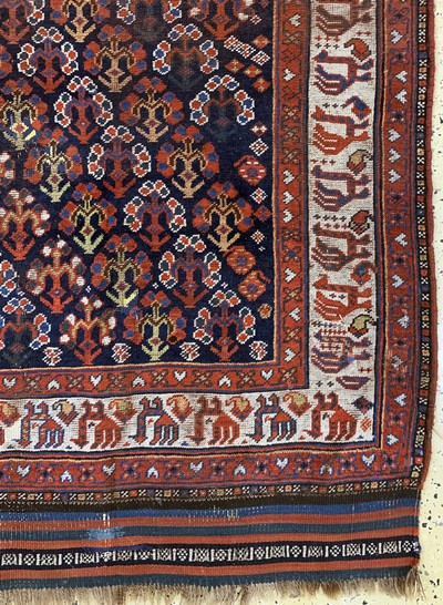 27084880a - Khamseh antik, Persien, um 1900, Wolle auf Wolle, ca. 247 x 163 cm, EHZ: 3(restauriert) ...