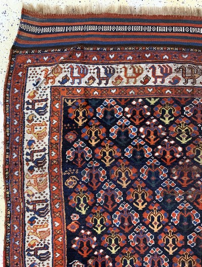 27084880c - Khamseh antik, Persien, um 1900, Wolle auf Wolle, ca. 247 x 163 cm, EHZ: 3(restauriert) ...