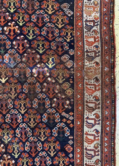 27084880f - Khamseh antik, Persien, um 1900, Wolle auf Wolle, ca. 247 x 163 cm, EHZ: 3(restauriert) ...