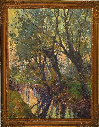 27085033k - Henry Rul, 1862 Antwerpen-1942 Viersel/ Belgien, Weidenbäume am Ufer eines Baches, ...