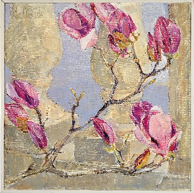 27085127k - Christel Abresch, 1931 Sulzbach-2011 Neustadt a.d.Weinstraße, Blühender Magnolienzweig ...