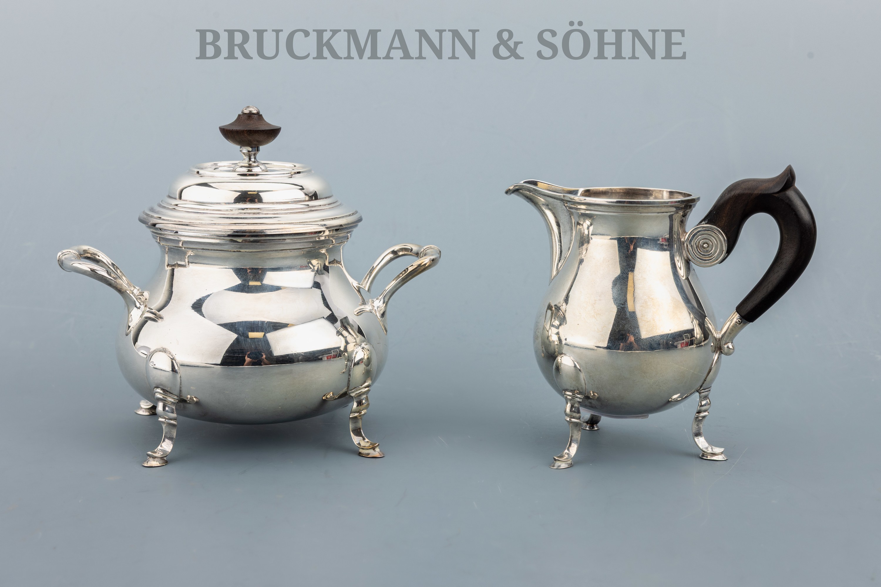 Image 27085548 - Set Sahnegießer und Zuckerdose, deutsch, wohl 1950er-60er Jahre, 925er Silber, ...