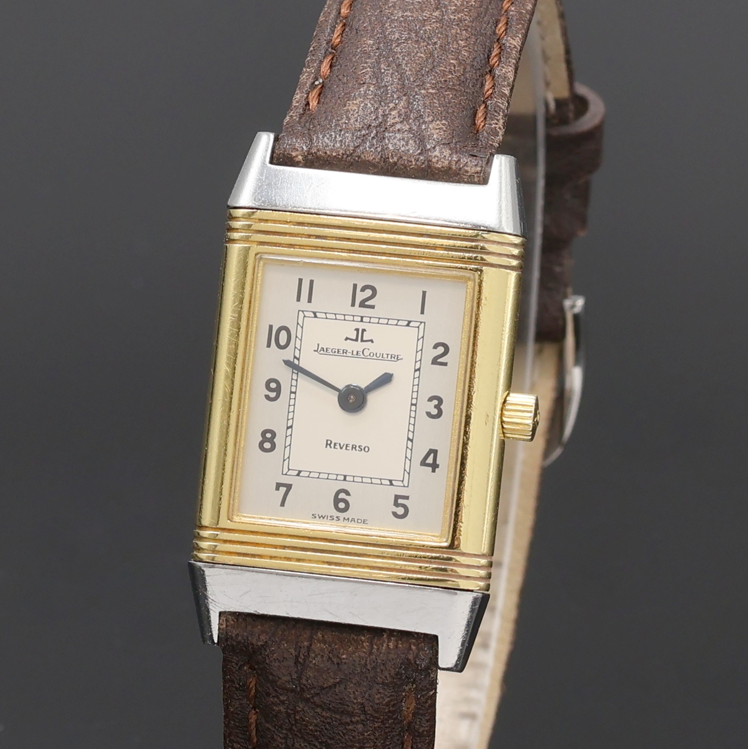 Detail a: Jaeger-LeCoultre Damenarmbanduhr Reverso Referenz 260.5.86, Schweiz um 2005, Handaufzug, um 180 Grad drehbares Wendegehäuse in Edelstahl/Gold ...