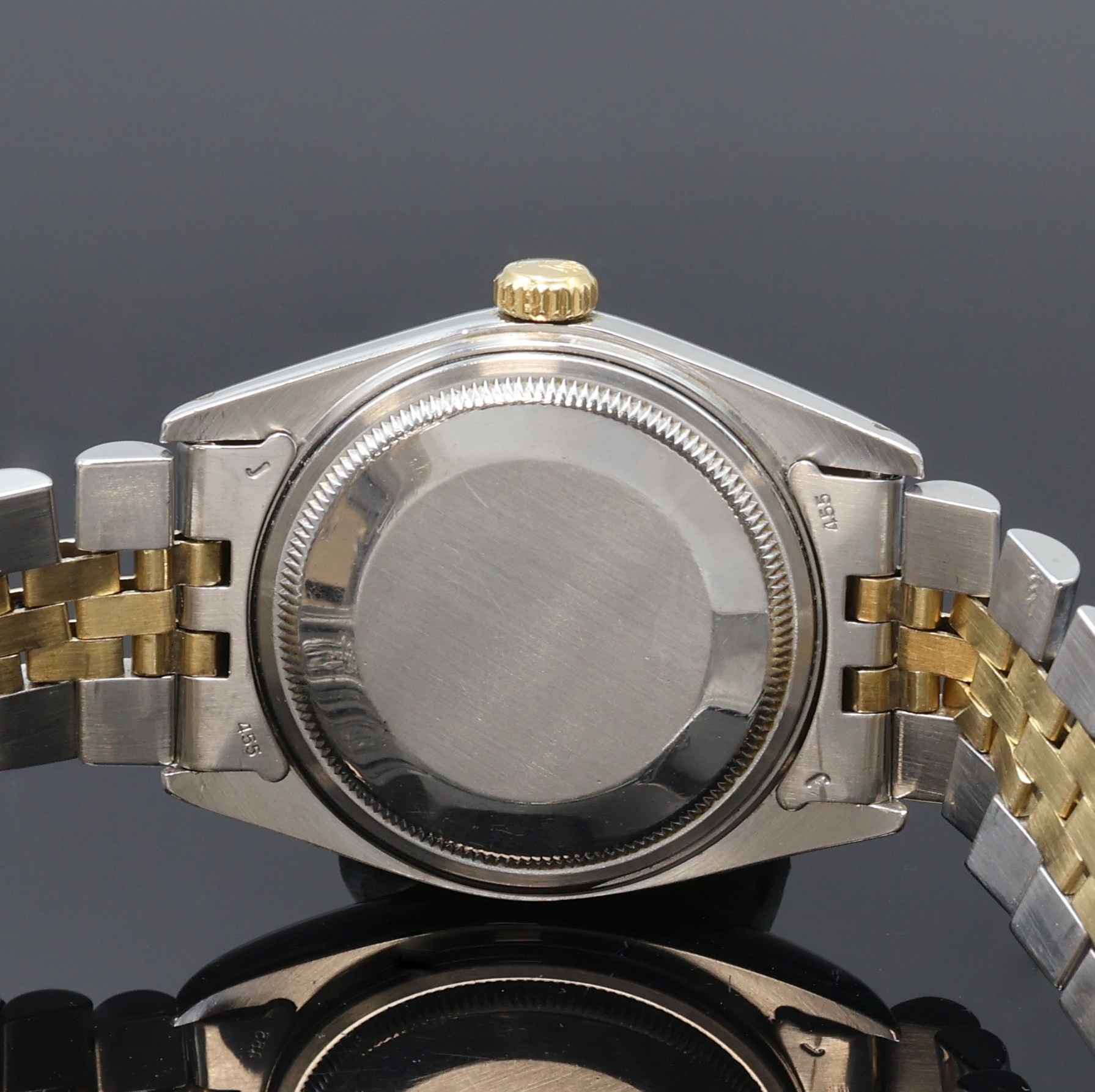 Detail e: ROLEX Datejust Herrenarmbanduhr in Stahl/Gold Referenz 16013, Schweiz um 1979, Automatik, verschr. Oystergeh., orig. Jubileeband Ref. 62523.H14, ...