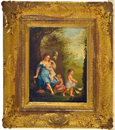 27085581k - Unbekannter Künstler der 2. Hälfte des 19. Jh., Paar Pendants: 1) Mutter mit Kindern ...