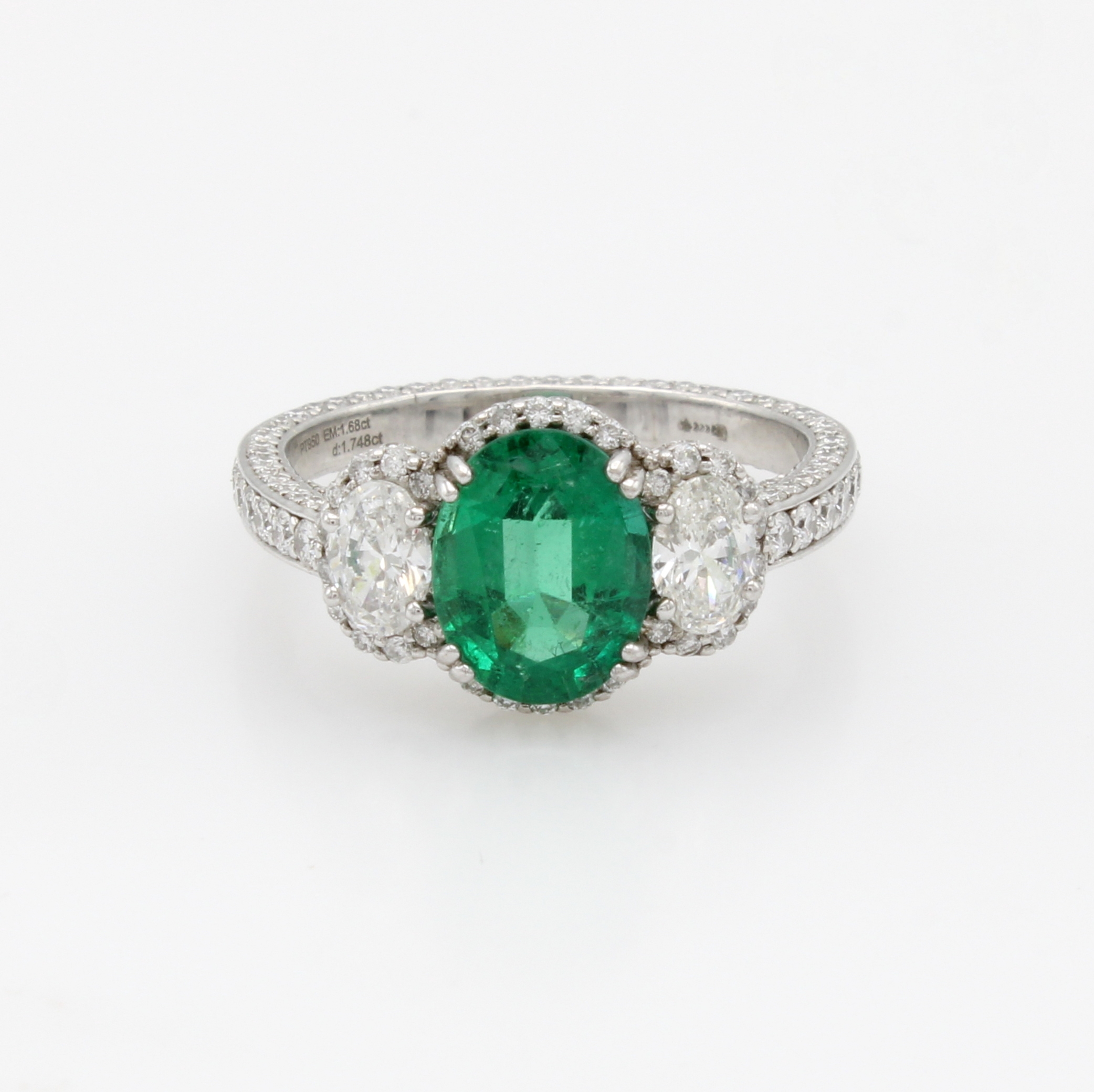 Image 27085656 - Ring mit Smaragd, Diamanten und Brillanten, Platin 950/000, ovaler, fac. Smaragd v. ...