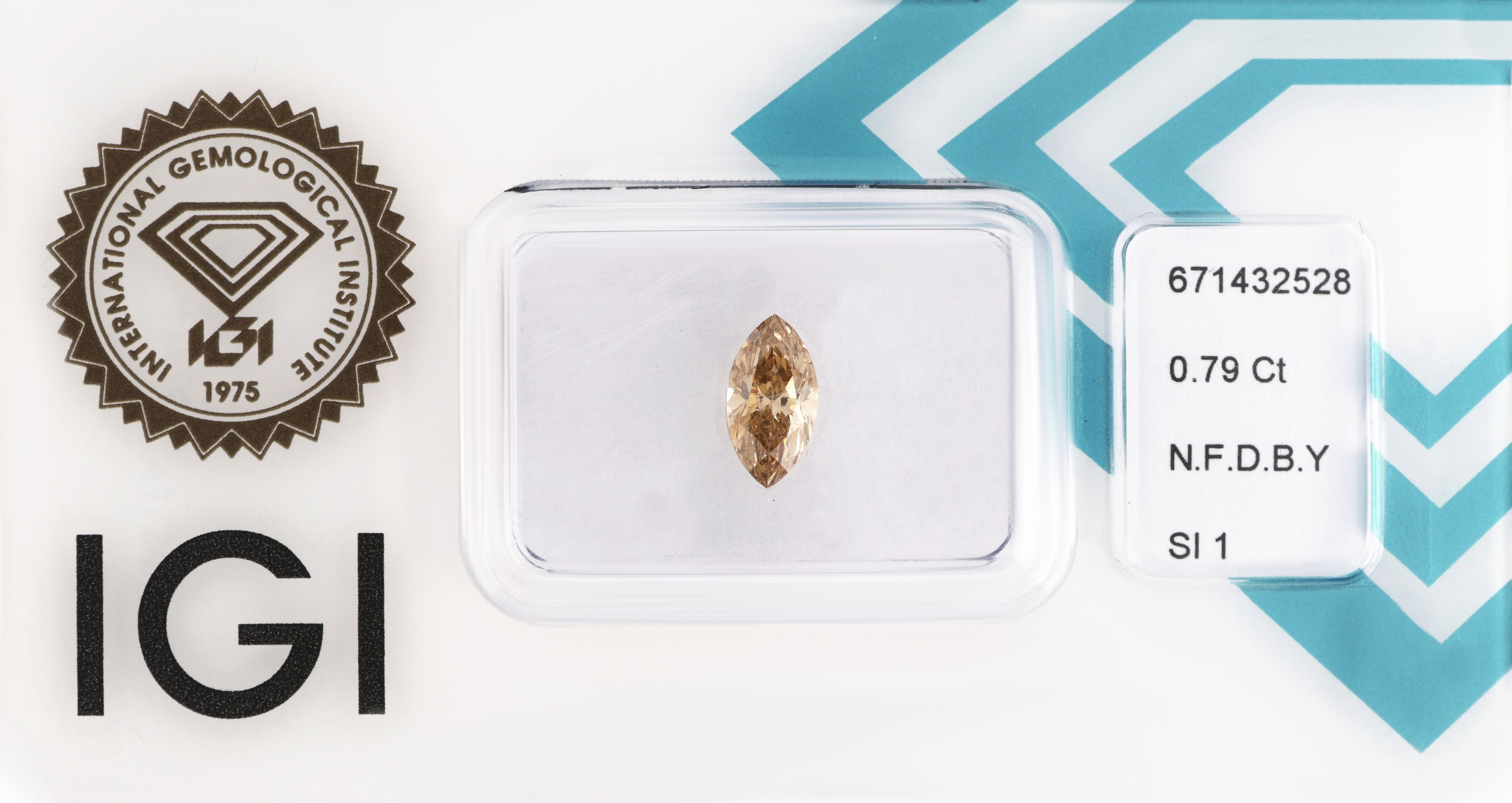 Image 27085660 - Loser Diamant, Navette, 0.79 ct Natural Fancy Deep Brown Yellow/si1, 8.29 x 4.37 x 3.32 ...