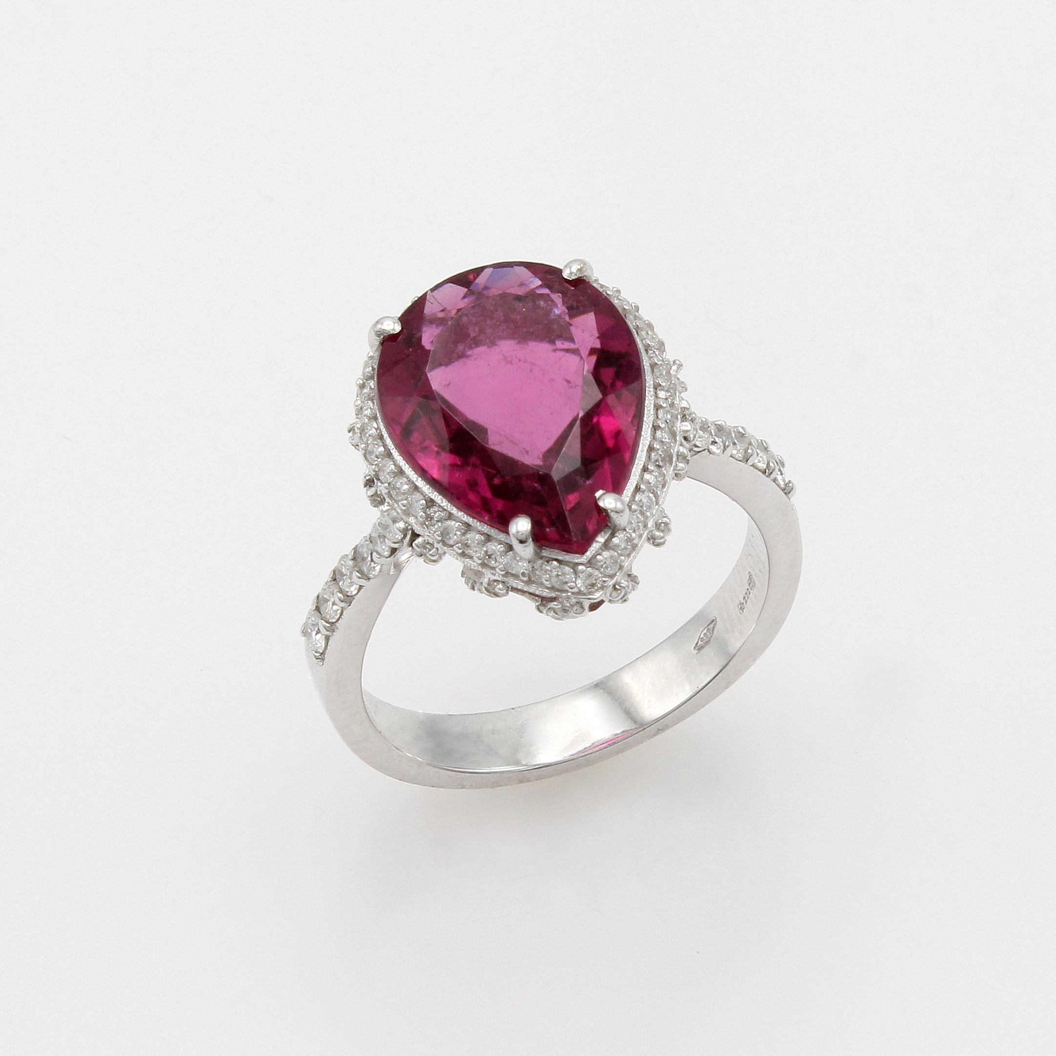 Image 27085695 - Ring mit Turmalin und Diamanten, WG 585/000,Turmalintropfen ca. 4.39 ct, Diam. zus. ca. ...