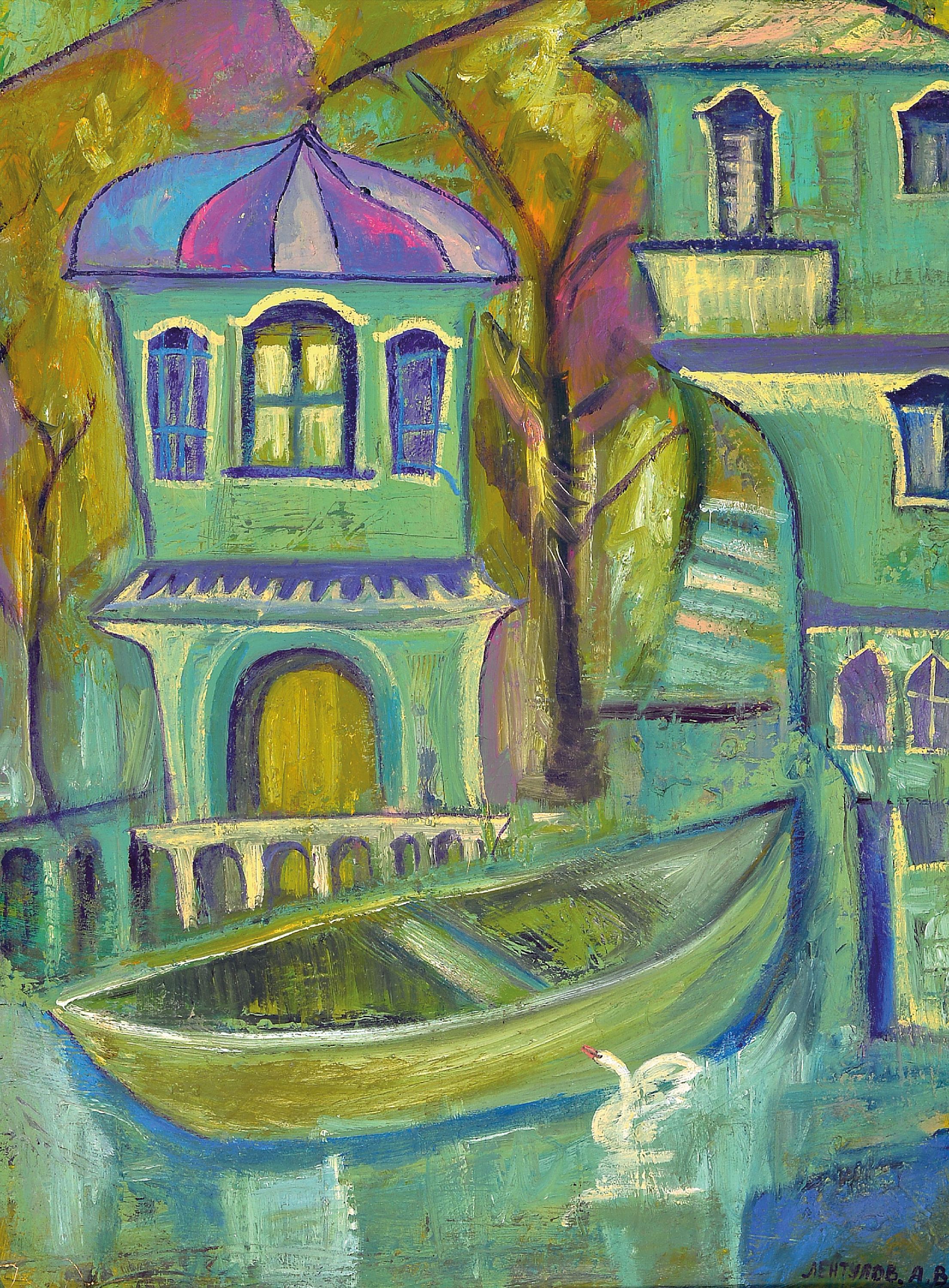 Image 27085699 - Zuschreibung: Aristhak Vasilievic Lentulov, 1882-1943, Stadtansicht, Öl/Lwd, rechts ...