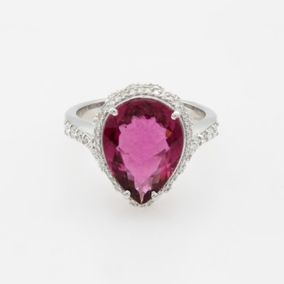 27085695a - Ring mit Turmalin und Diamanten, WG 585/000,Turmalintropfen ca. 4.39 ct, Diam. zus. ca. ...