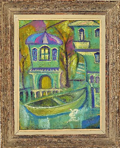 27085699k - Zuschreibung: Aristhak Vasilievic Lentulov, 1882-1943, Stadtansicht, Öl/Lwd, rechts ...