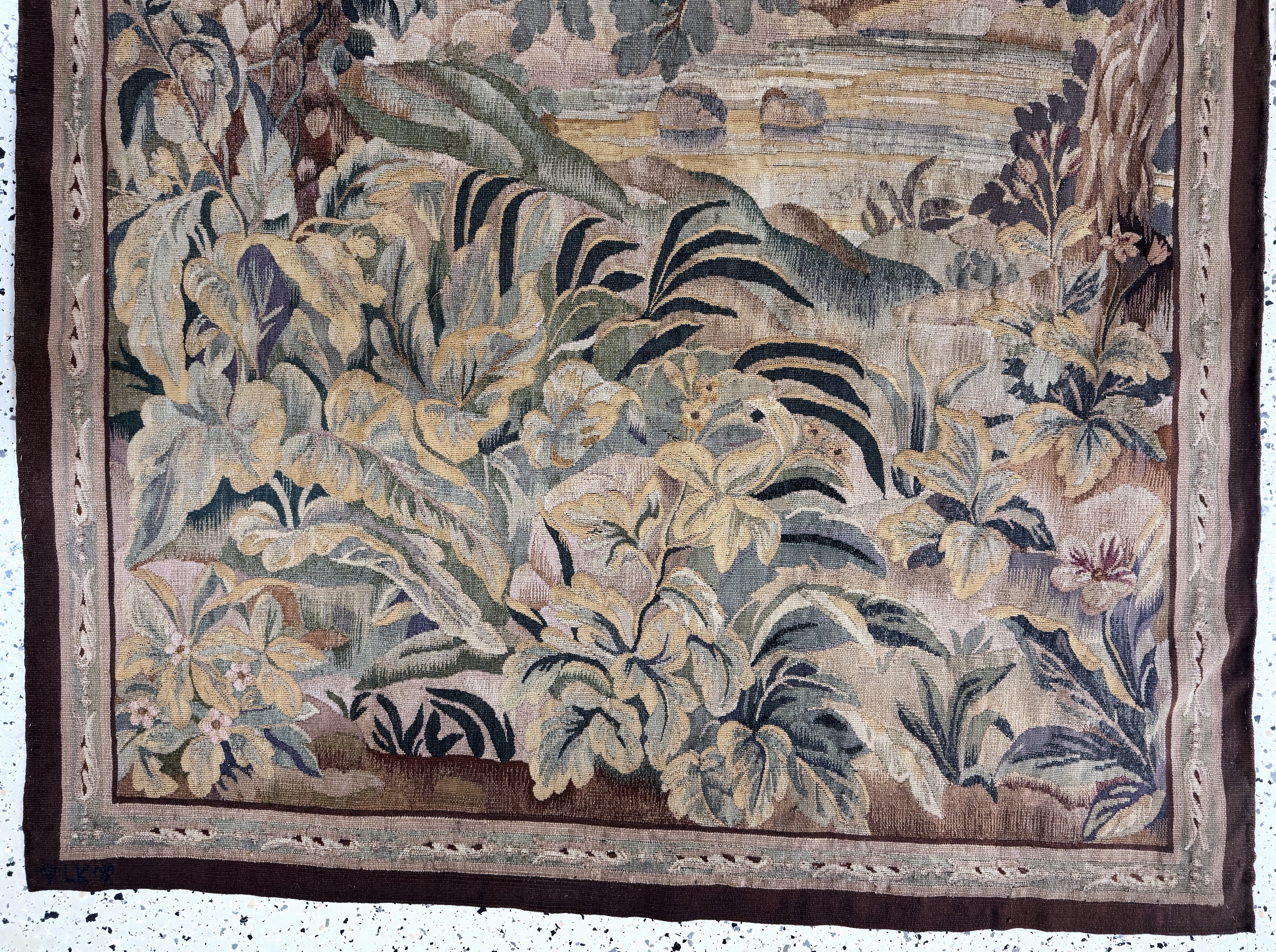 Detail c: Tapisserie"Flandern"antik, signiert"LK", um1900, Wolle auf Baumwolle, ca. 230 x 120 cm, EHZ: 2