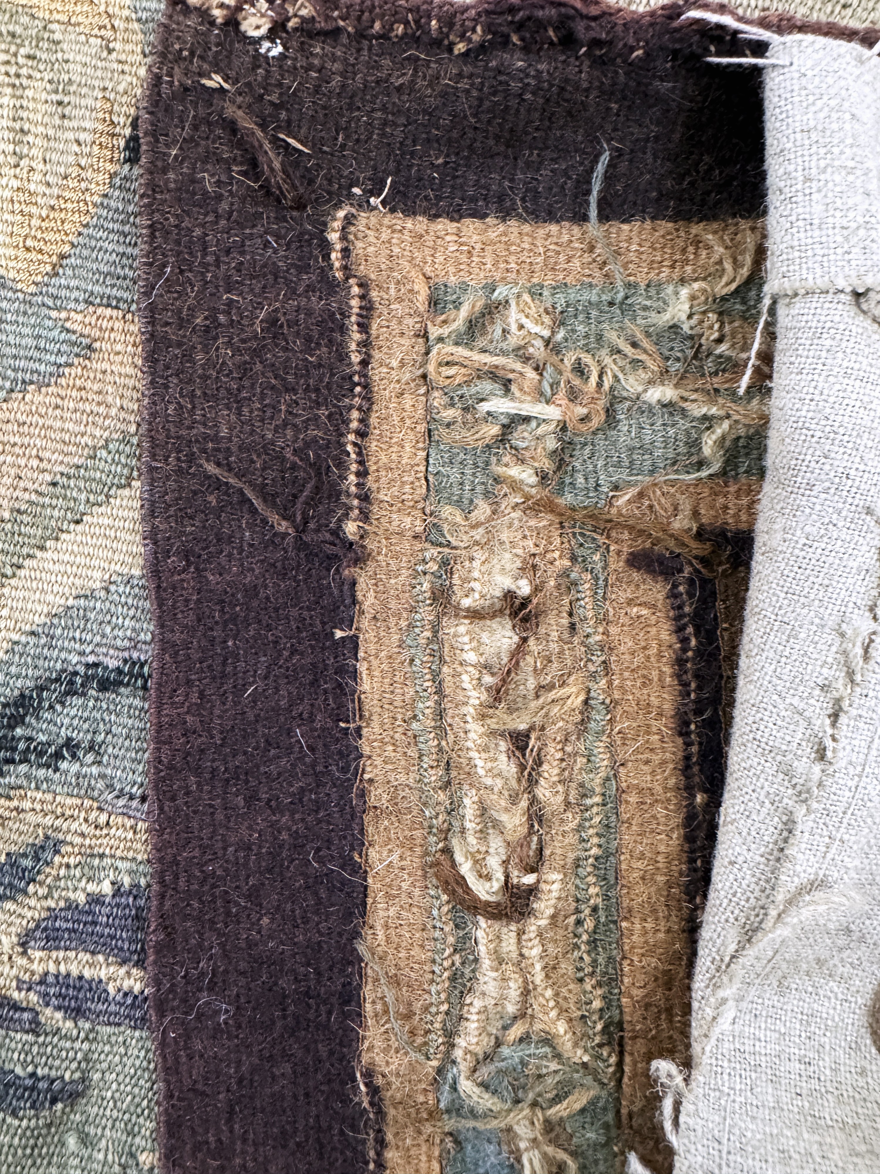 Detail h: Tapisserie"Flandern"antik, signiert"LK", um1900, Wolle auf Baumwolle, ca. 230 x 120 cm, EHZ: 2
