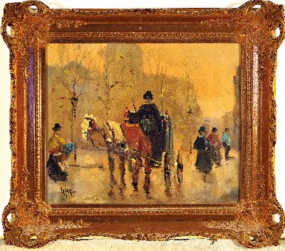 27085702k - Georg Hendrik Breitner, 1857 Rotterdam-1923 Amsterdam, Straßenszene mit Kutsche und ...