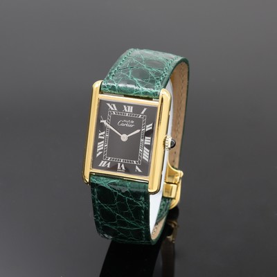 Image CARTIER Tank wristwatch, manual winding, gold-plated case in 925er silver at the sides ...