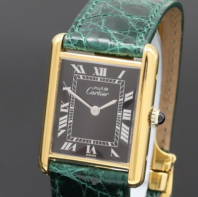 27085752a - CARTIER Tank Armbanduhr, Handaufzug, verg. Geh. in 925er Silber seitl. verschr., orig. ...
