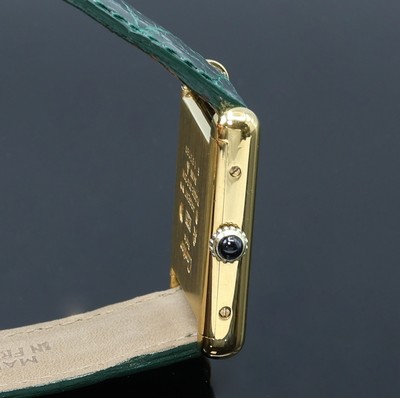 27085752c - CARTIER Tank Armbanduhr, Handaufzug, verg. Geh. in 925er Silber seitl. verschr., orig. ...