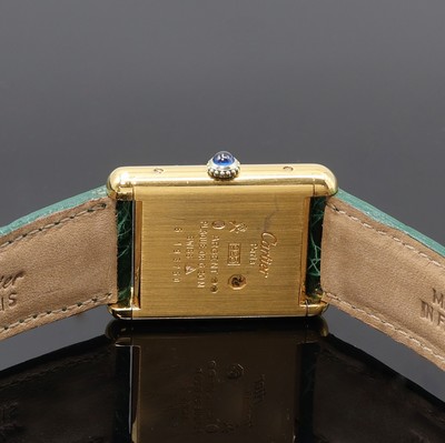27085752d - CARTIER Tank Armbanduhr, Handaufzug, verg. Geh. in 925er Silber seitl. verschr., orig. ...