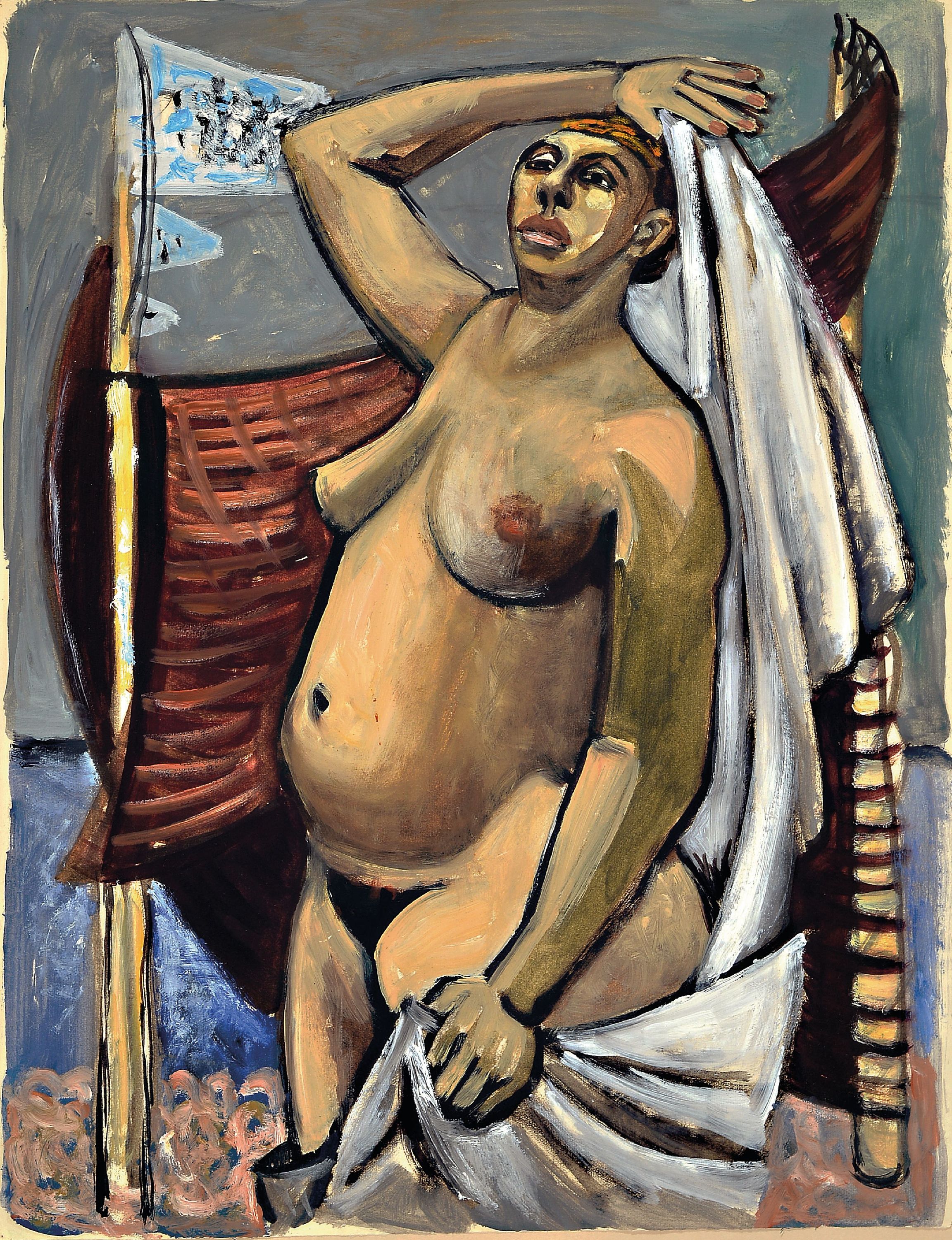 Image 27085861 - Gerhard Moll, 1920-1986 Berlin, Am Ostseestrand, Gouache auf Papier, rückseitig ...