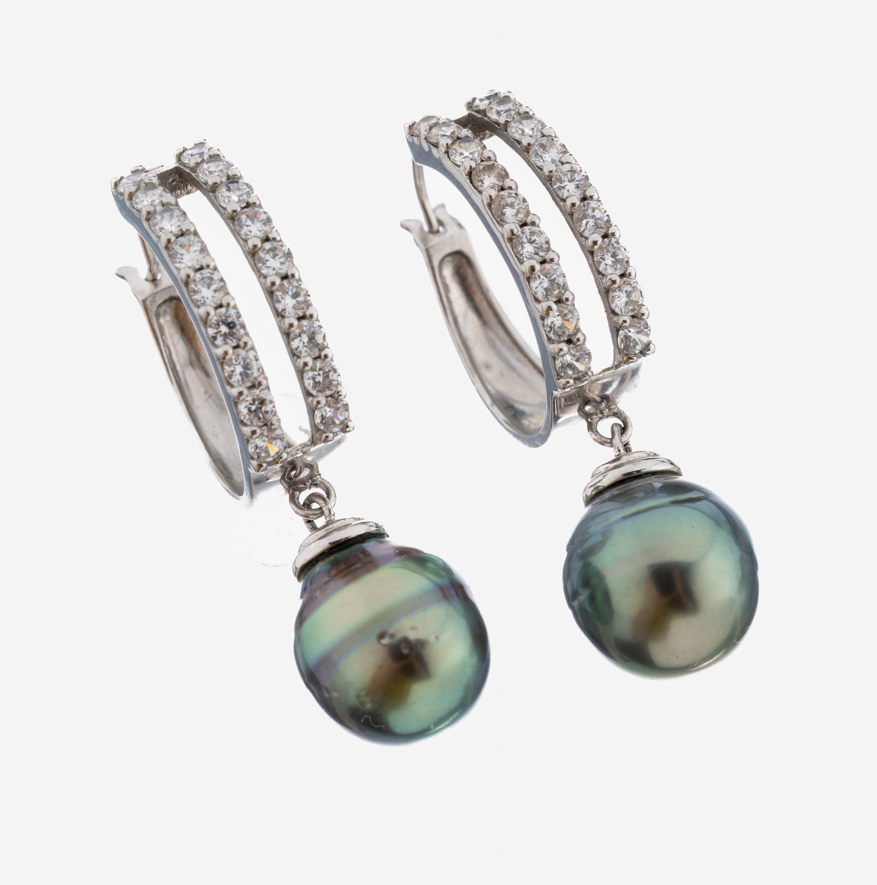 Image 27085905 - Paar 8 kt Gold Perl-Ohrcreolen, WG 333/000,schlichtes Design mit farblosen ...