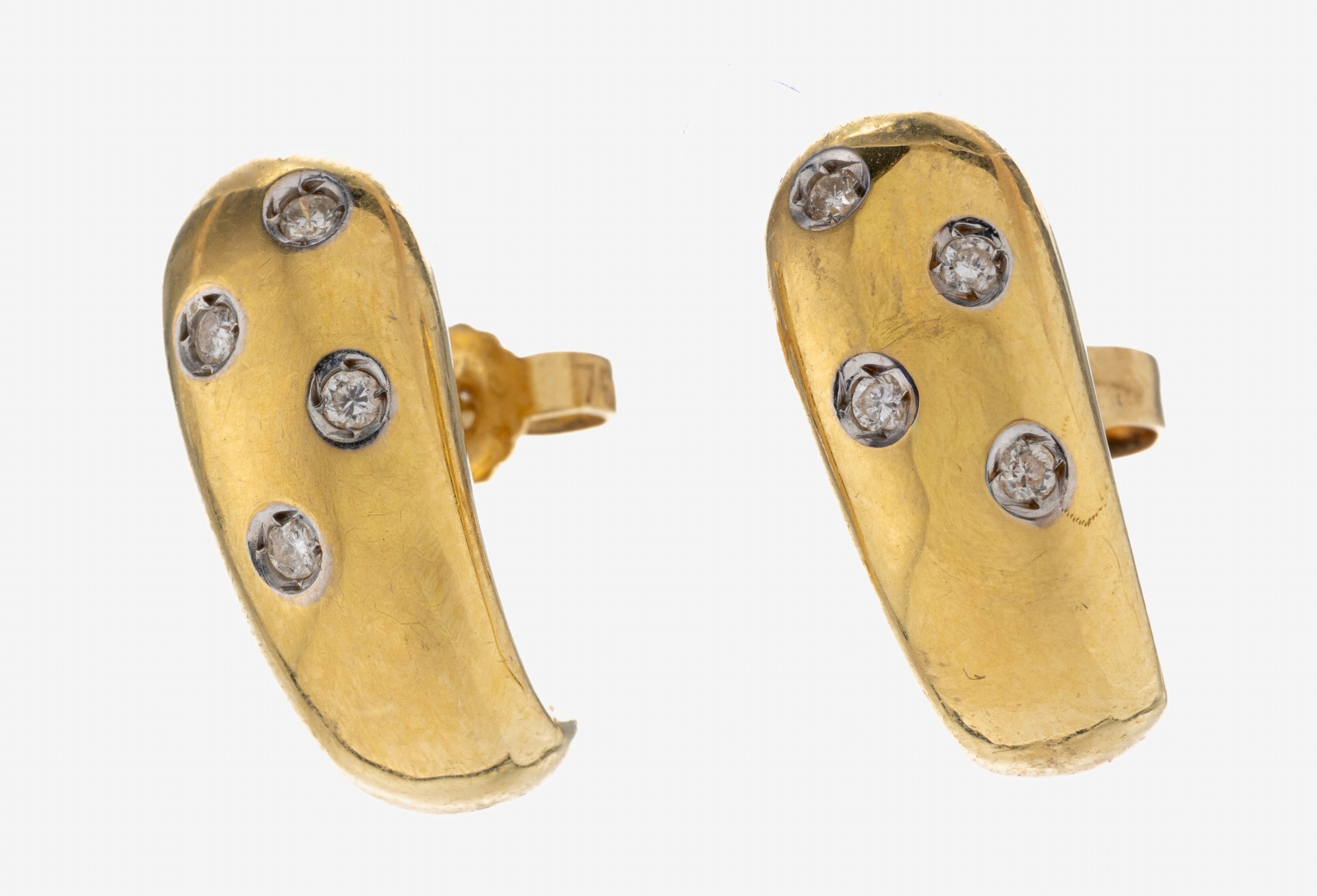 Image 27085908 - Paar 18 kt Gold Brillant-Ohrstecker, GG 750/000 gepr., schlichtes Design, 8 ...
