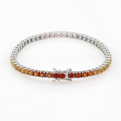 27085963a - Rivierarmband mit Saphiren, WG 585/000, fac., fancy Saphire zus. ca. 7 ct, Kastenschl. ...