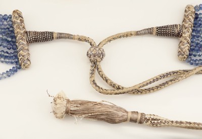 27085993b - Mehrreihiges Saphir-Collier, dekoratives 9-rhg. Collier aus facett. Saphir-Rondellen, ...