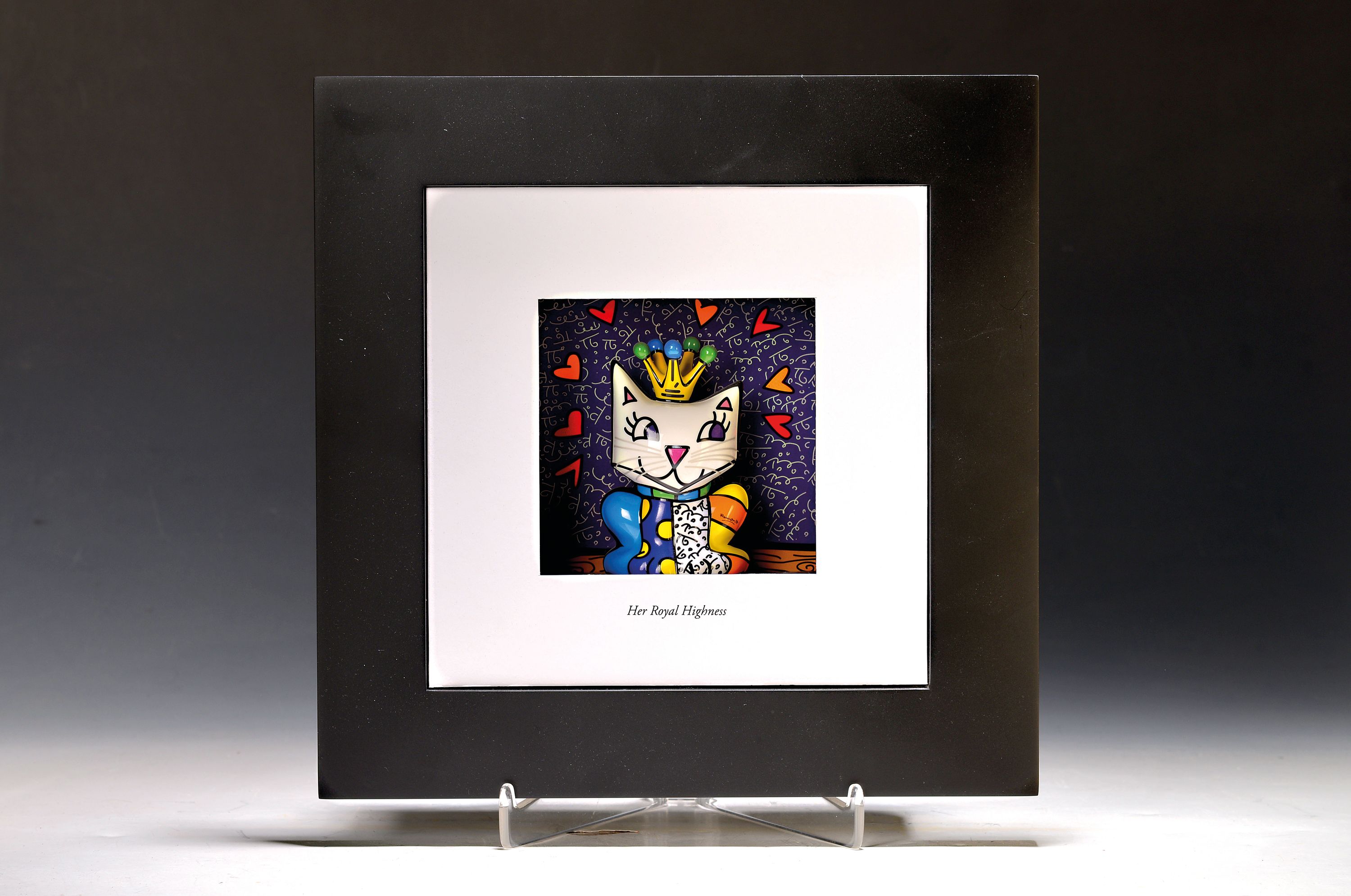 Image 27086014 - Romero Britto, geb. 1963, ´Her Royal Highness´, Porzellanskulptur in 3D-Form im Rahmen, ...