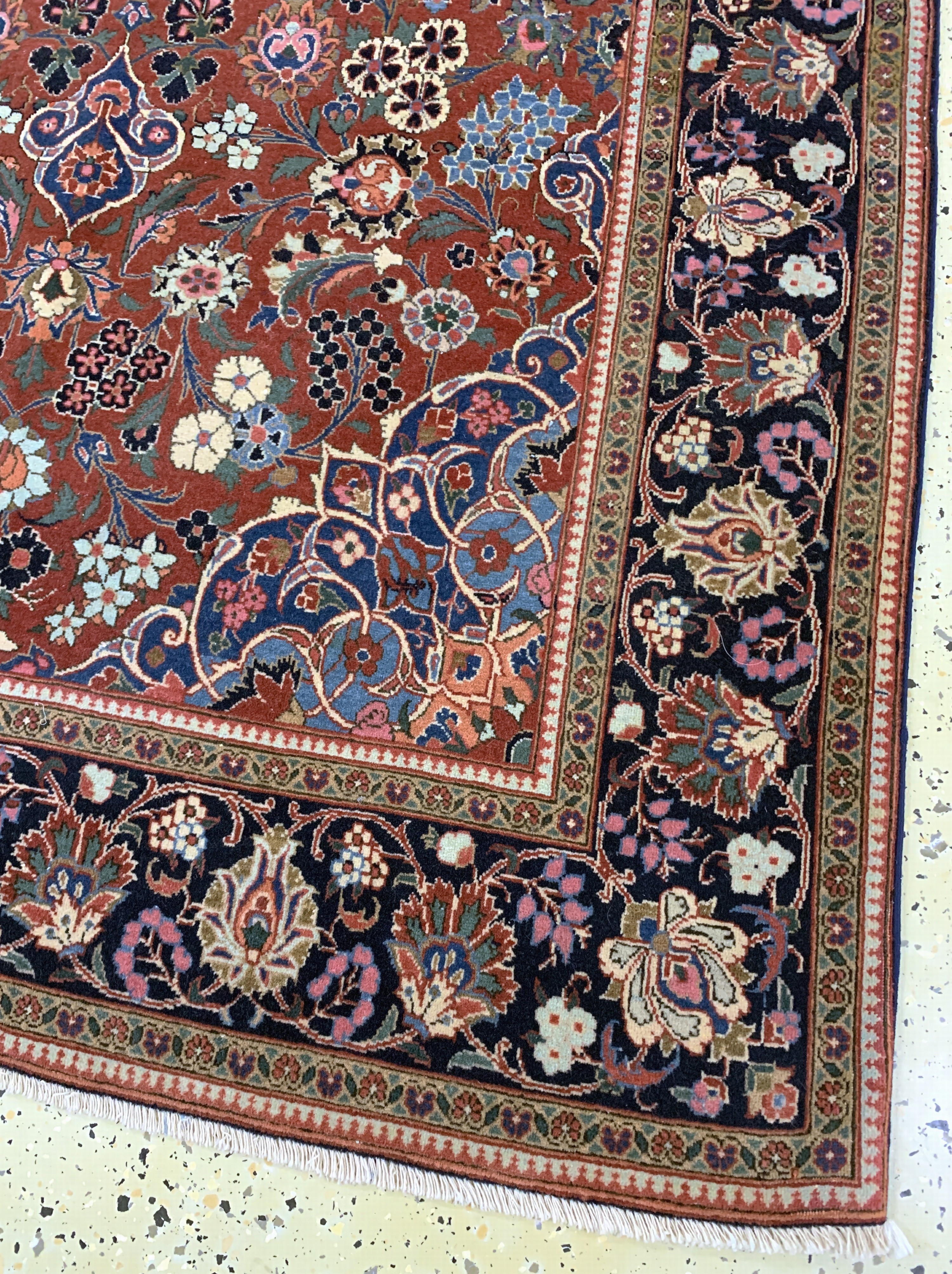 Detail a: Keschan Kork alt, Persien, Anfang 20.Jhd, Korkwolle auf Baumwolle, ca. 212 x 130 cm, Mottenfraß, EHZ: 2