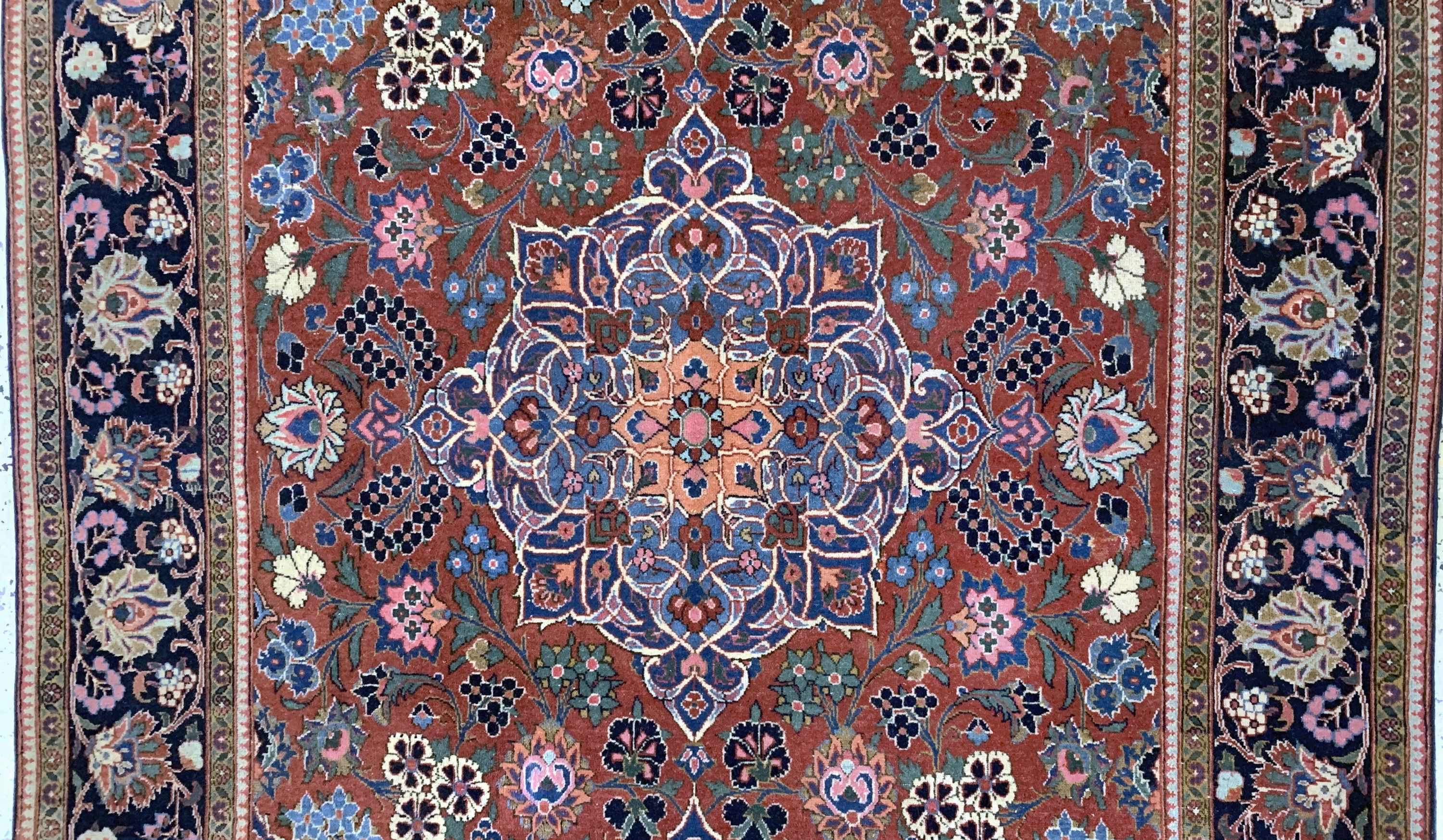 Detail d: Keschan Kork alt, Persien, Anfang 20.Jhd, Korkwolle auf Baumwolle, ca. 212 x 130 cm, Mottenfraß, EHZ: 2
