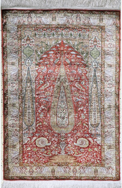 Image Seiden Kayseri alt fein, Türkei, Mitte 20.Jhd, reine Naturseide, ca. 150 x 102 cm, ...