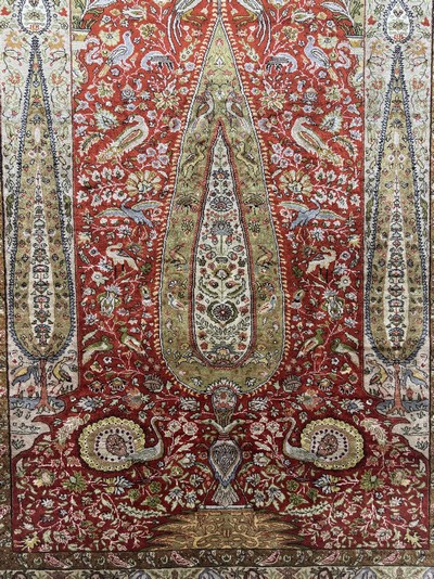 27086015c - Seiden Kayseri alt fein, Türkei, Mitte 20.Jhd, reine Naturseide, ca. 150 x 102 cm, ...