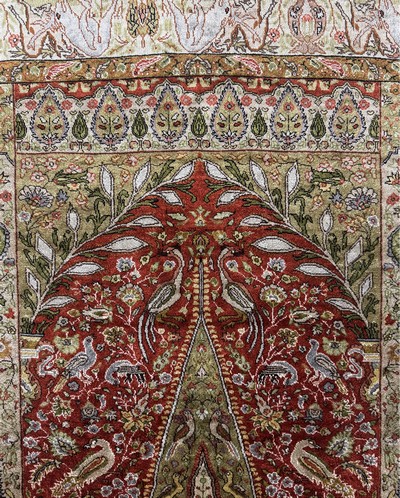 27086015d - Seiden Kayseri alt fein, Türkei, Mitte 20.Jhd, reine Naturseide, ca. 150 x 102 cm, ...