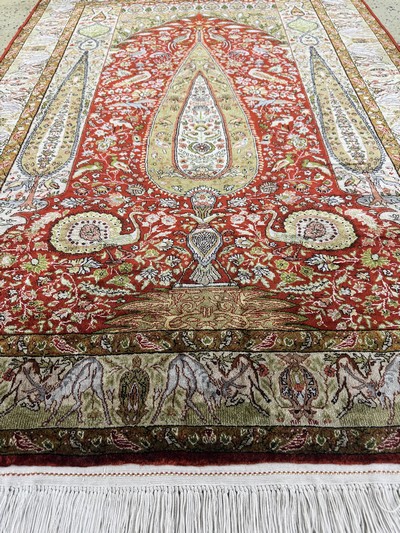 27086015e - Seiden Kayseri alt fein, Türkei, Mitte 20.Jhd, reine Naturseide, ca. 150 x 102 cm, ...