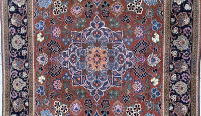 27086018d - Keschan Kork alt, Persien, Anfang 20.Jhd, Korkwolle auf Baumwolle, ca. 212 x 130 cm, ...