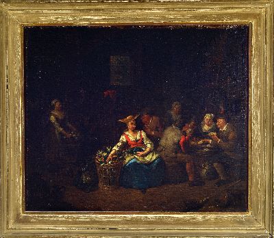 27086022k - Unbekannter Künstler, Niederlande, um 1800, Kücheninterieur, vielfigurige Szene mit ...