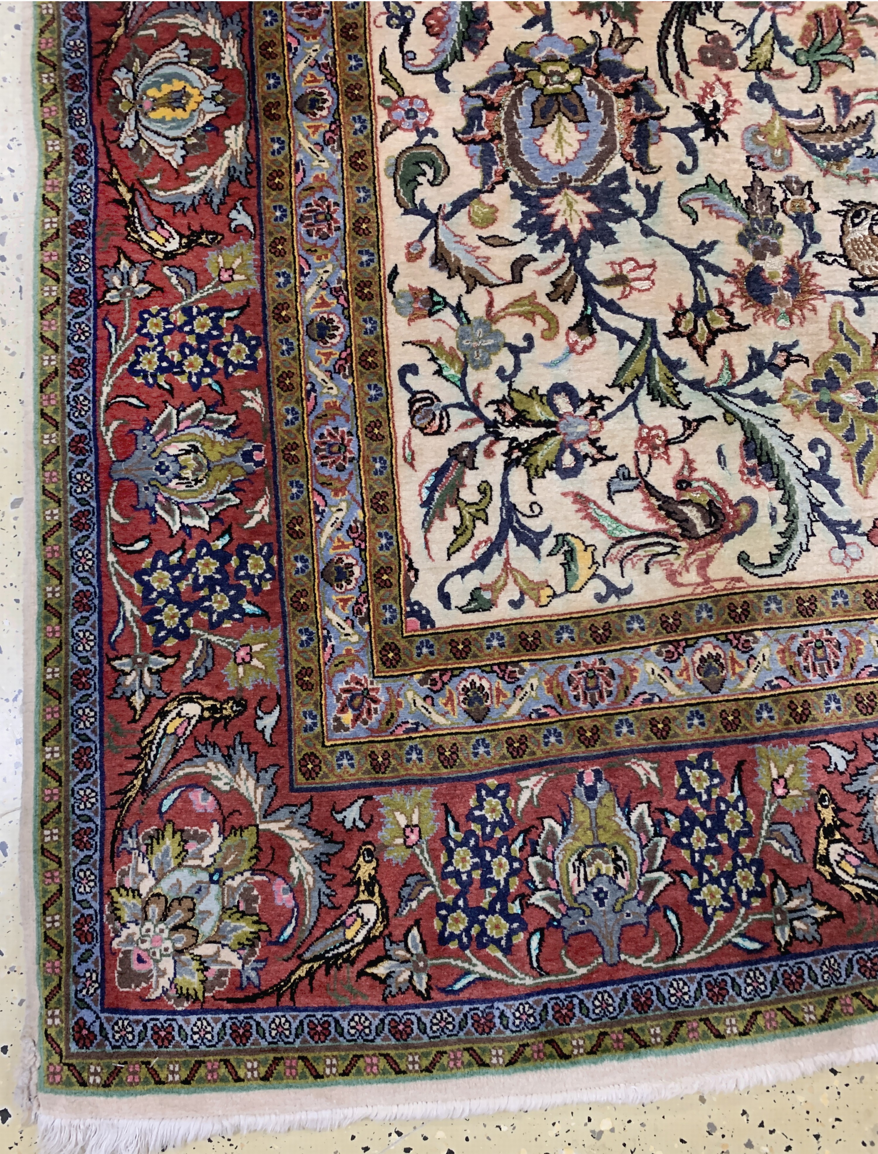 Detail b: Ghom Kork fein, Persien, Mitte 20.Jhd, Korkwolle mit Seide, ca. 335 x 215 cm, verfärbt, EHZ: 2