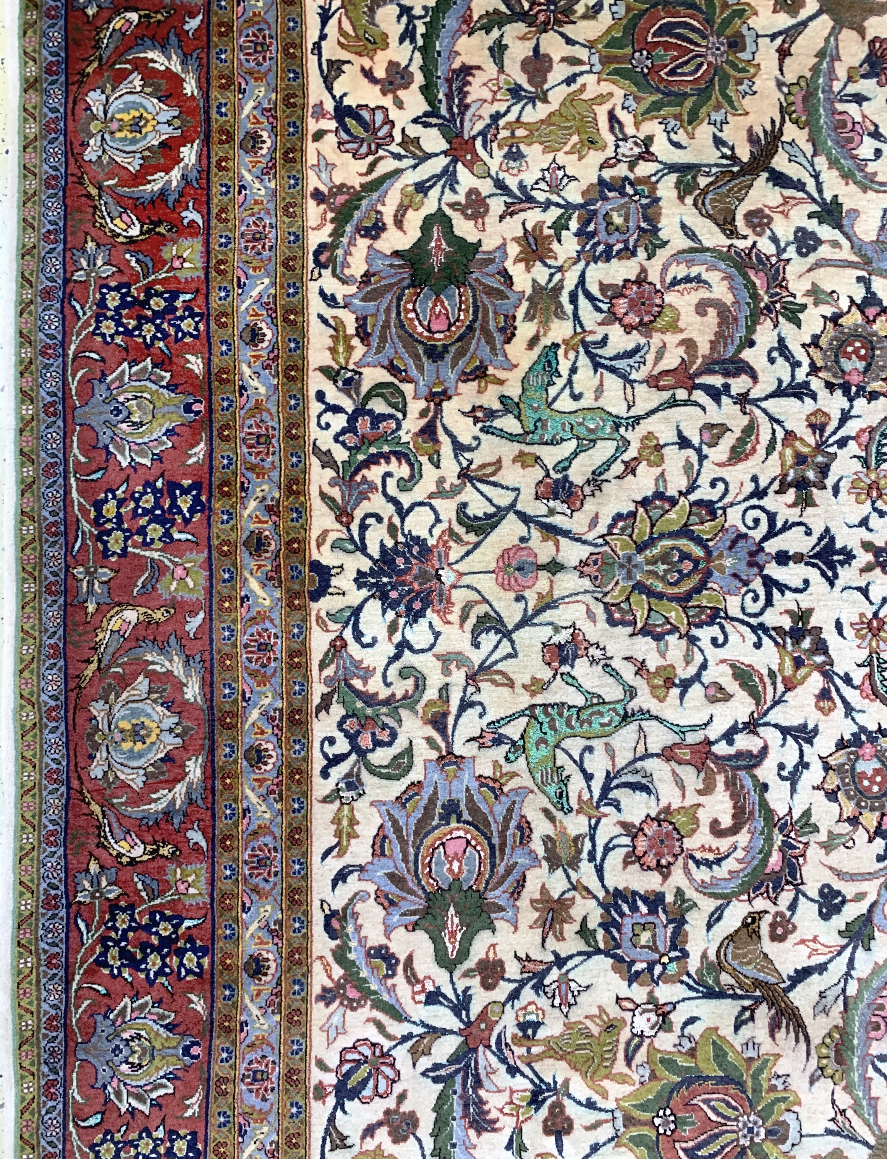 Detail c: Ghom Kork fein, Persien, Mitte 20.Jhd, Korkwolle mit Seide, ca. 335 x 215 cm, verfärbt, EHZ: 2