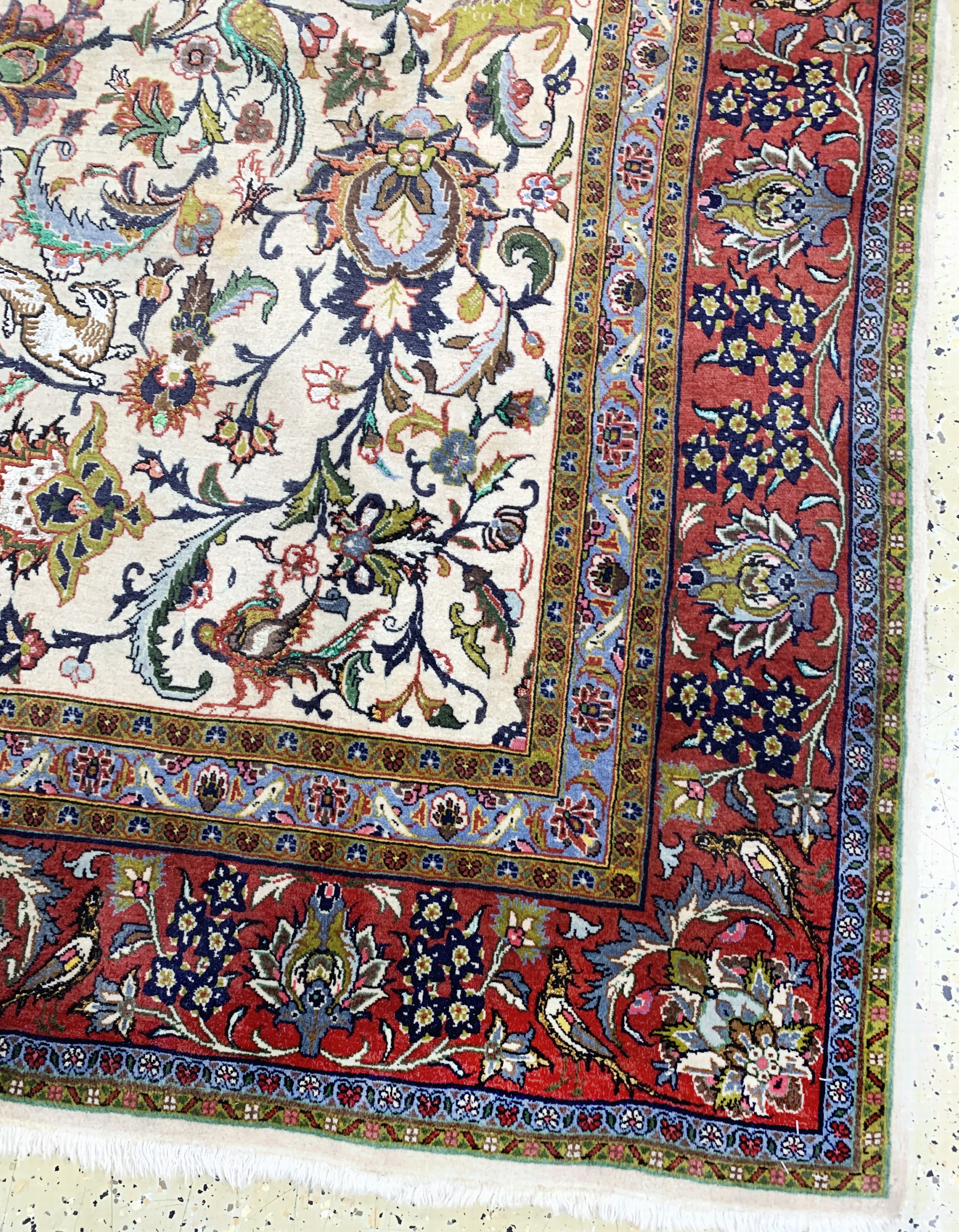 Detail e: Ghom Kork fein, Persien, Mitte 20.Jhd, Korkwolle mit Seide, ca. 335 x 215 cm, verfärbt, EHZ: 2