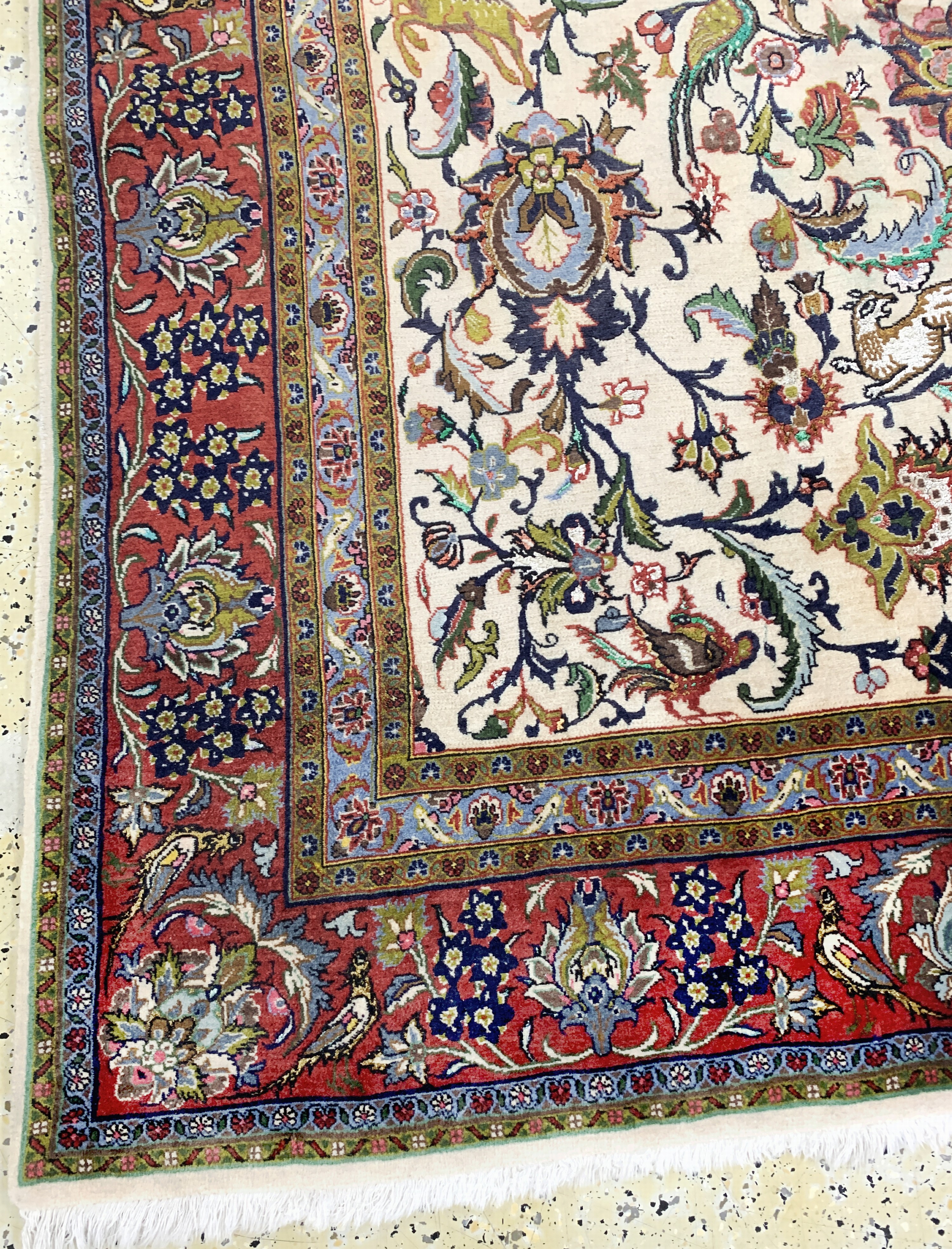 Detail f: Ghom Kork fein, Persien, Mitte 20.Jhd, Korkwolle mit Seide, ca. 335 x 215 cm, verfärbt, EHZ: 2