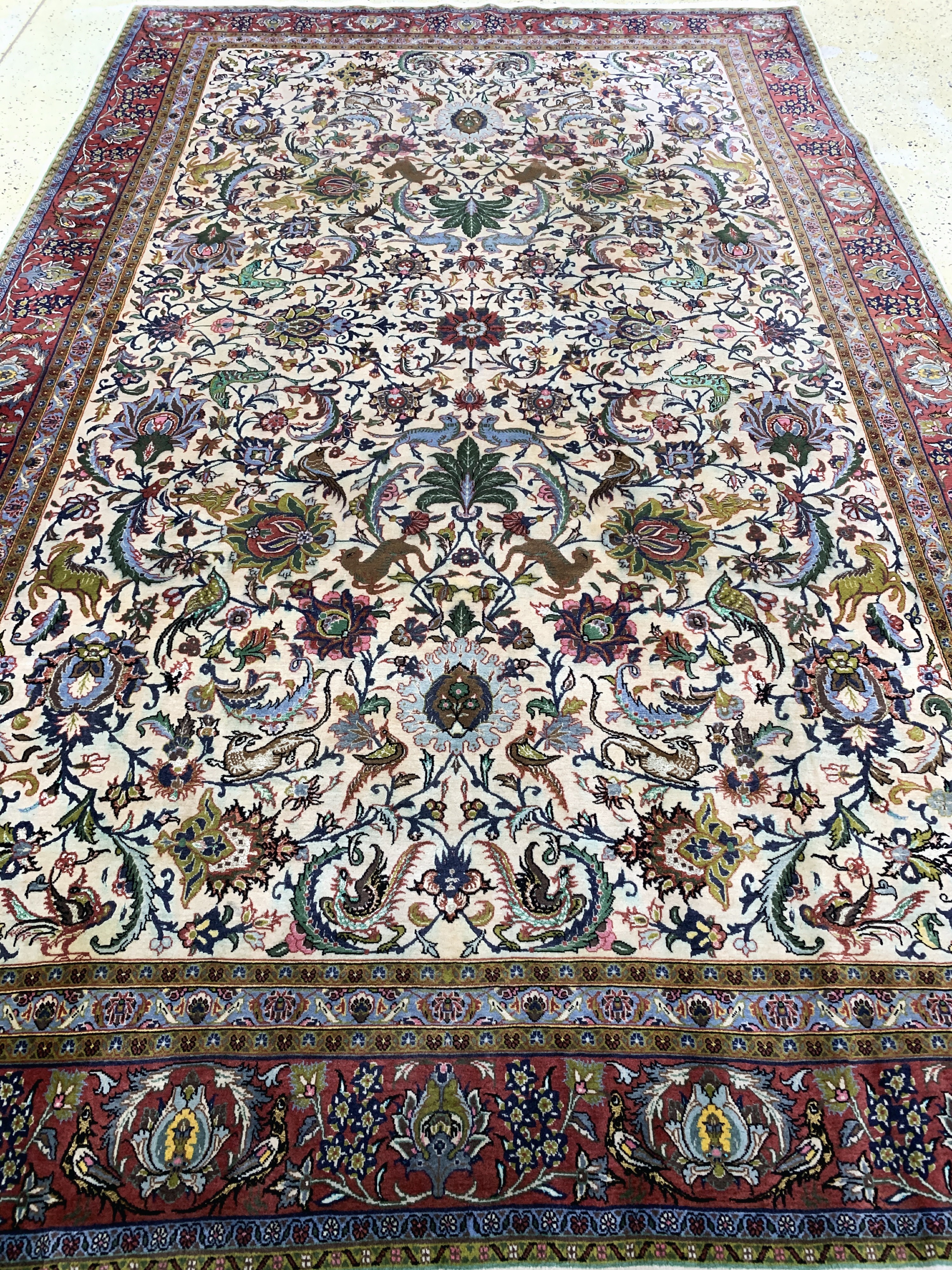 Detail g: Ghom Kork fein, Persien, Mitte 20.Jhd, Korkwolle mit Seide, ca. 335 x 215 cm, verfärbt, EHZ: 2