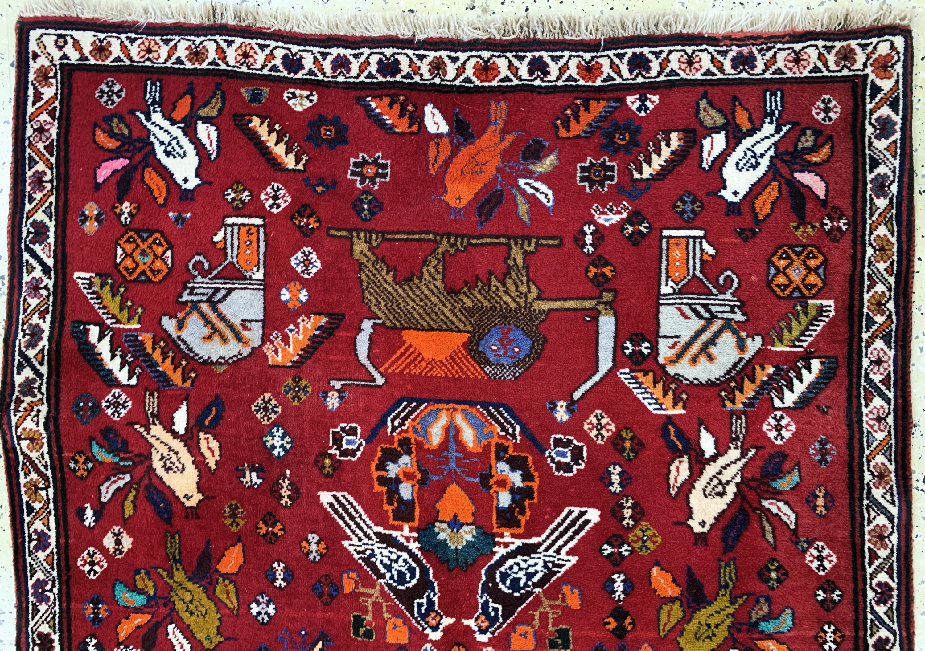 Detail a: Ghaschgai alt, Persien, Mitte 20.Jhd, Wolleauf Wolle, ca. 205 x 125 cm, EHZ: 2