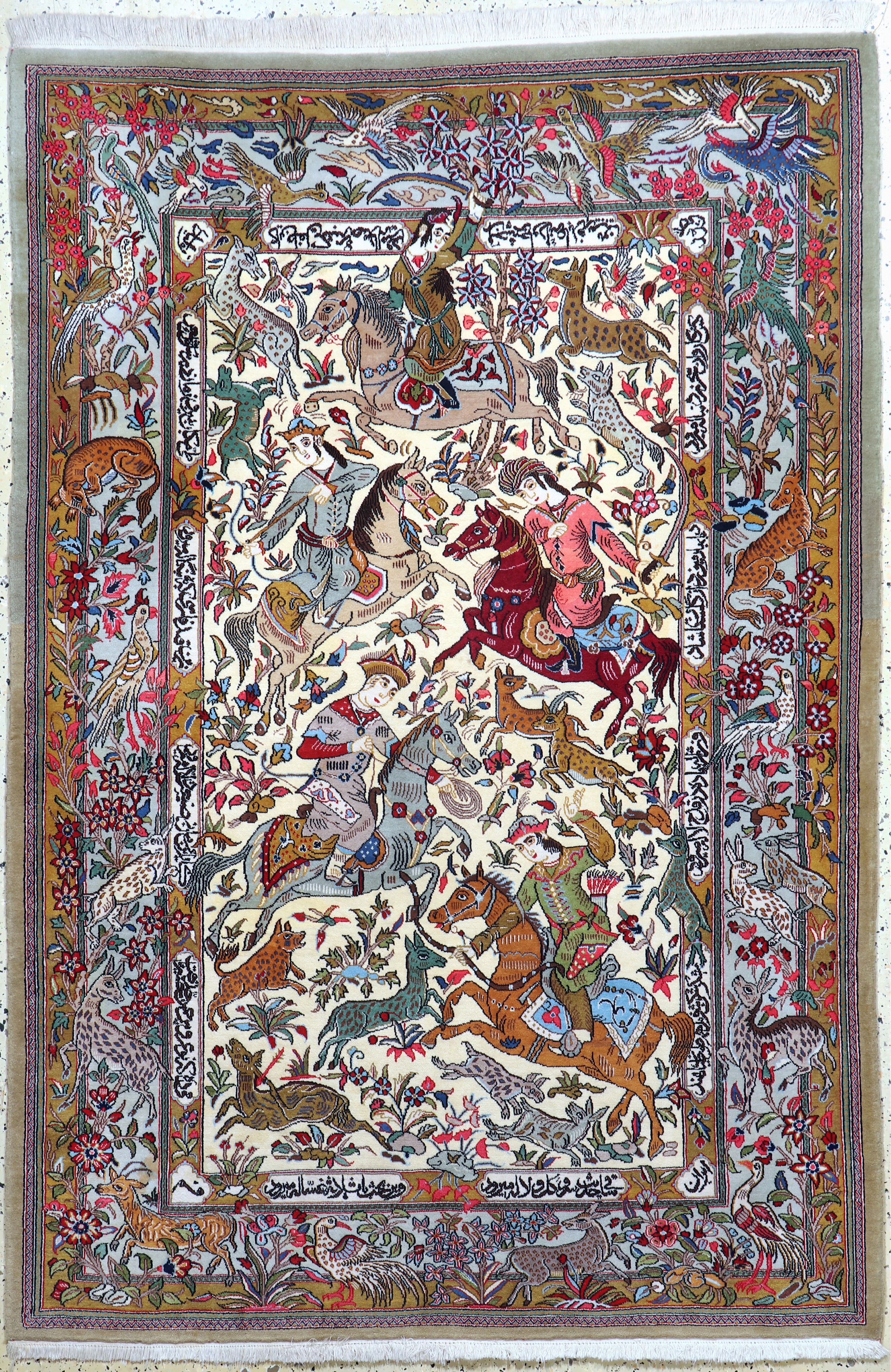 Image 27086293 - Qum cork fine signed, Persia, mid-20th century, corkwool on cotton, approx. 200 x 135cm, ...
