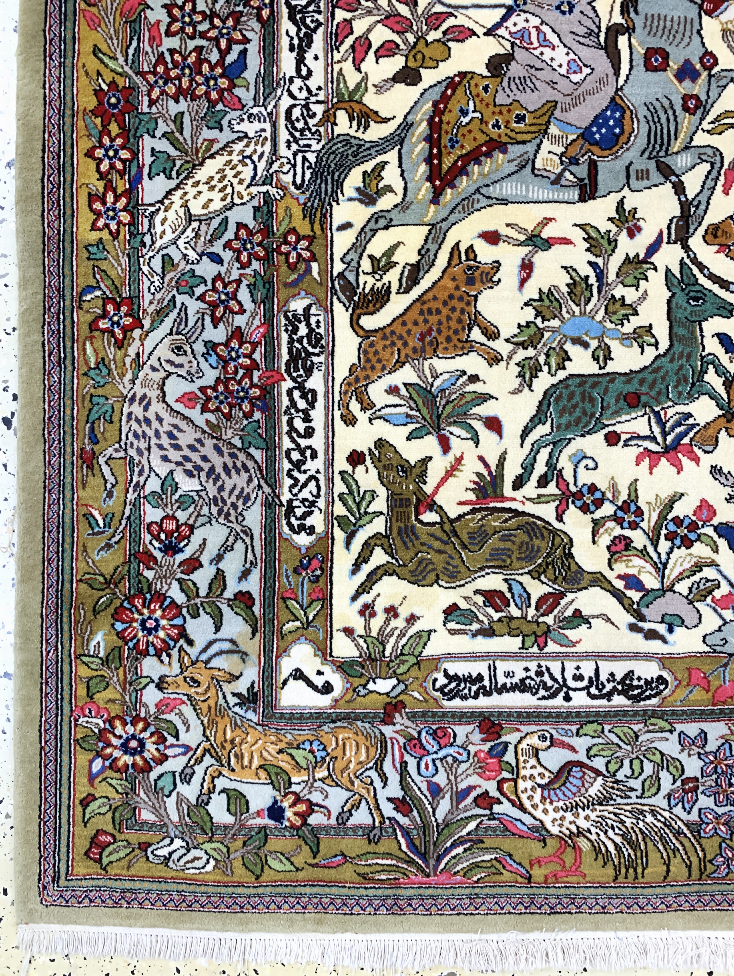 Detail b: Ghom Kork fein signiert, Persien, Mitte 20.Jhd, Korkwolle auf Baumwolle, ca. 200 x 135cm, EHZ: 2
